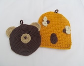 Bear and Beehive Potholders/Trivets