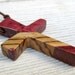 Mens Cross Necklace - African Zebrawood & Brazilian Purpleheart
