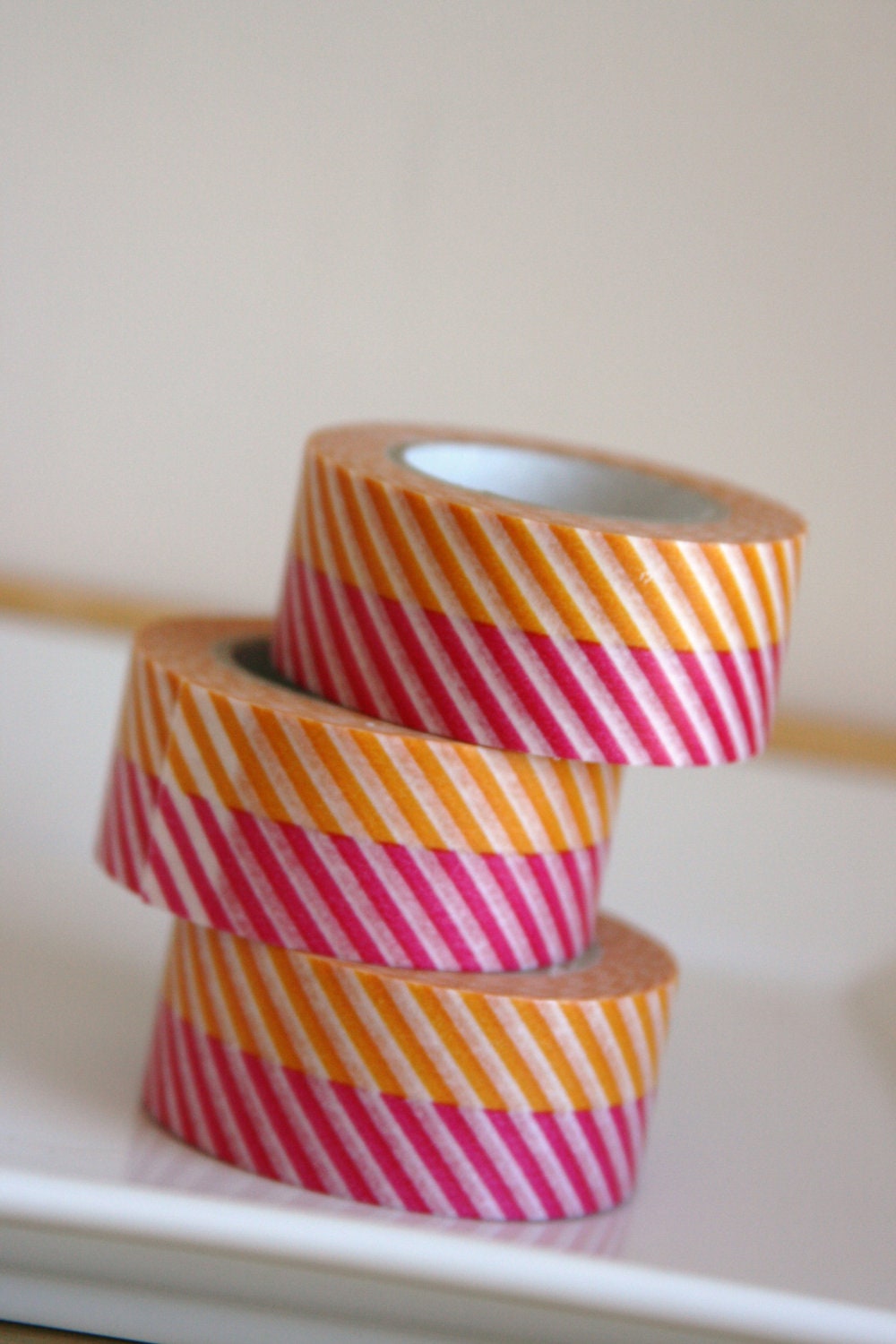 Washi Tape in Orange/Pink Stripe - ONE ROLL