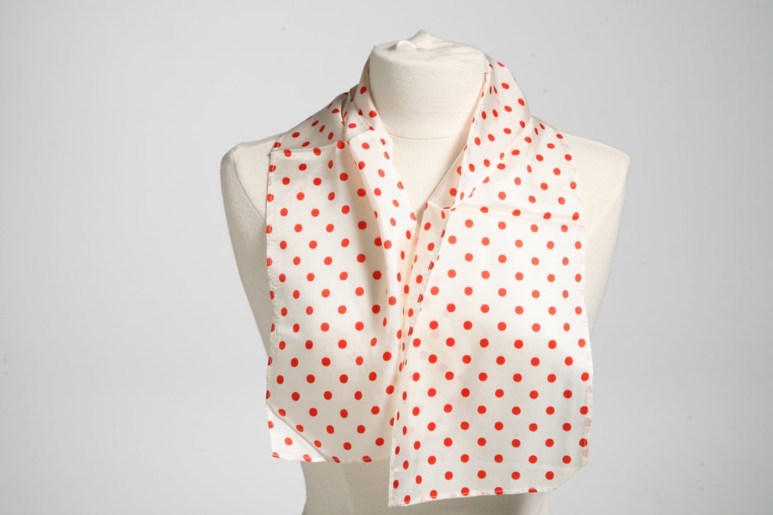 red and white polkadot  vintage scarf