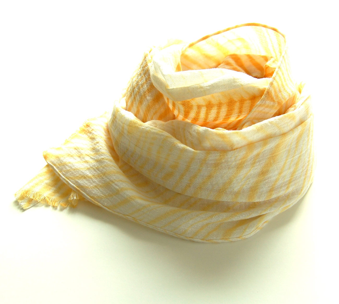 Yellow Shibori Scarf - gauzy cotton summer scarf - Honey