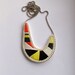Asymmetrical crescent necklace embroidered pendant tribal summer fashion