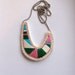 Asymmetrical crescent necklace embroidered pendant tribal summer fashion