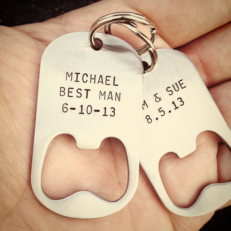 Set of 6 - GROOMSMEN GIFTS Personalized Bottle Opener Keychains - Wedding, Best Man, Groomsman