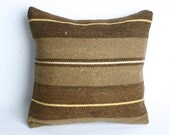 Yuner/Turks Handmade Striped Kilim  Pillow Case,High Quality  Decorative Pillow - 16x16 inch