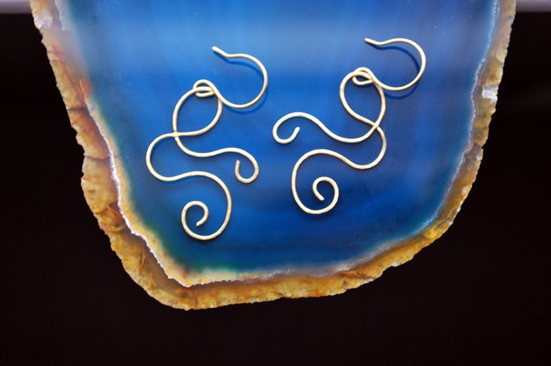 Brass hammered earrings - Swirls - brass earrings