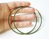 Dark Green Hoop Earrings, Thread Wrapped Hoops, Large Hoop Earings UK