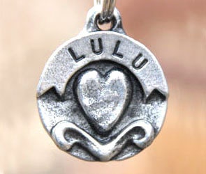 Pet Tag Dog Tag Pet ID Tag Personalized Pewter Heart Banner