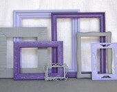 Purples, Greys Gray  Painted Frames Set of 7 - Upcycled Frames Girls Modern Elegant Nursery decor