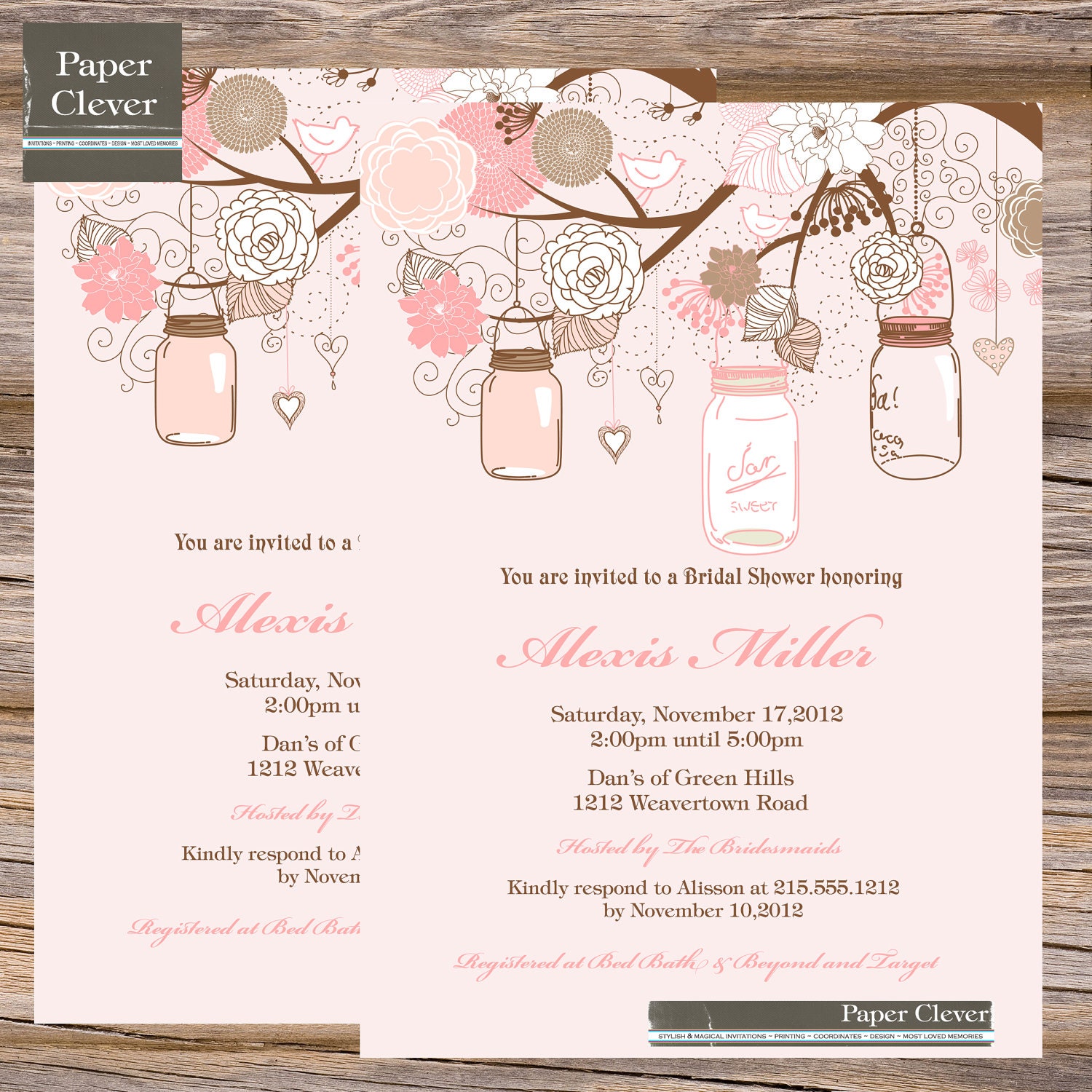 bridal shower invitation pink shabby chic mason by paperclever bridal shower invitation pink shabby chic mason by paperclever
