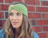 CLEARANCE Green Crochet Headband