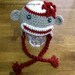 Sock Monkey Hat - Crochet Pattern 2 - Beanie and Earflap Pattern (us or uk Terms) - Newborn to Adult Sizes Included - INSTANT DOWNLOAD