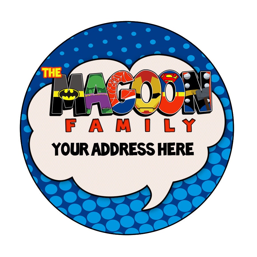 Personalized Superhero Return Address Labels- digital file