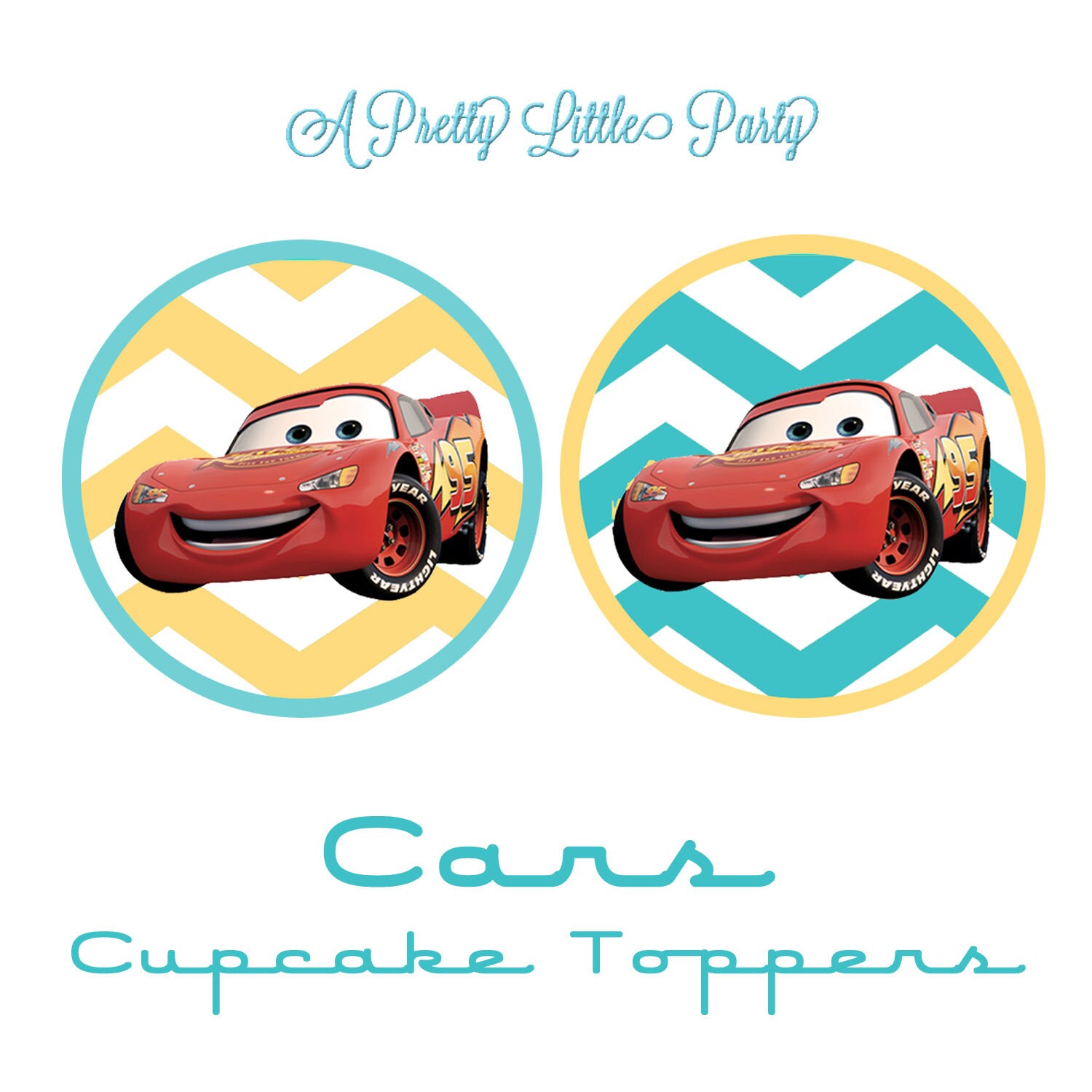 Cars Cupcake Toppers. Disney Cars Mater and McQueen Cupcake Rings 24 ct.