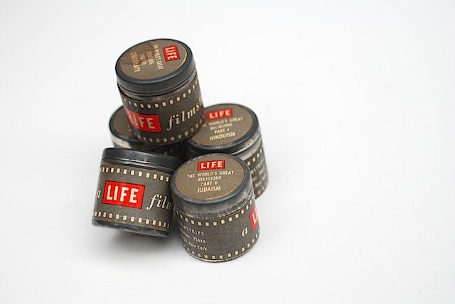 Lot of Five Vintage LIFE Film Strips, Fourth of July Americana, Gift For FIlm Student, Mid Century Film Canisters, Life Magazine Memorabilia