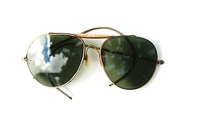 1940's Military Issued Aviator Glasses, Midcentury Movie Prop, Sunglasses, Vintage Sunglasses, Military Collectable, Antique Glasses,