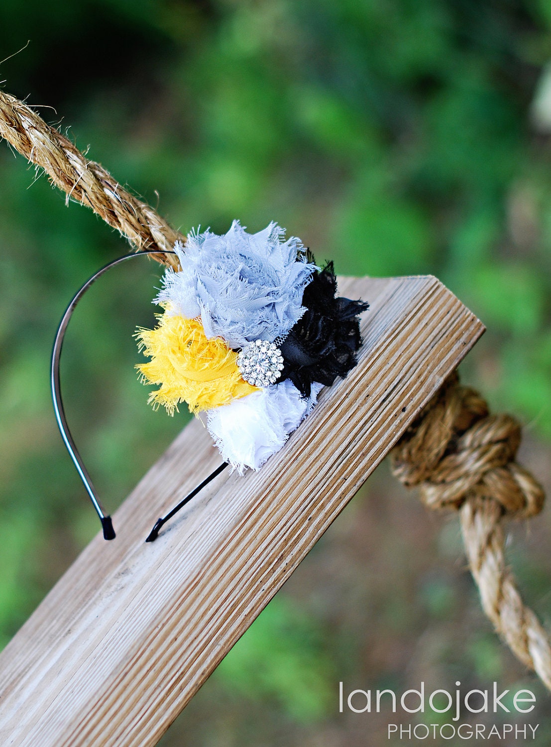 Baby Girls Headband from Mudan Morocan Jewel Chic Shabby Hair Accessory yellow black white gray