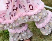 New Spring Summer Children Girl Ruffle Pants sz 2t, 3t, 4t, 5t, 6, 7, 8 Charlotte line accented with shabby chic rose trim