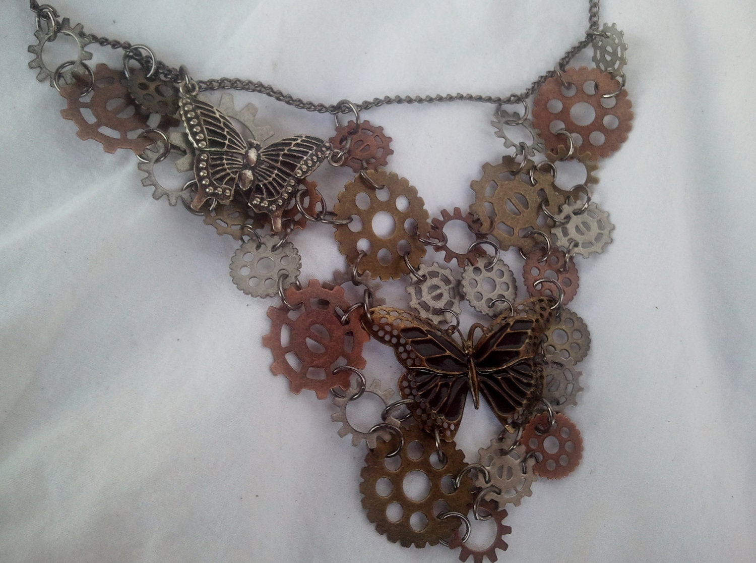 Reserved for Virginia Urbach, If you are not virginia, please do not buy. steam punk style cogs and gears butterfly necklace