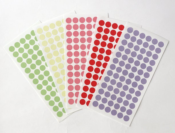 SALE 5 Assorted Colors Mini Round Stickers Mini by BerryandRabbit