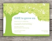 First Birthday Garden Party Invitation - "ONE to Grow On"