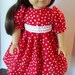 American Girl 18" Doll Clothing - Red Polka Dot Dress with Embroidered Sash