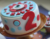Over 27-Piece Cute Monster Fondant Cake Topper Set - This Set Perfectly Matches Our Cute Monster Cupcake Toppers