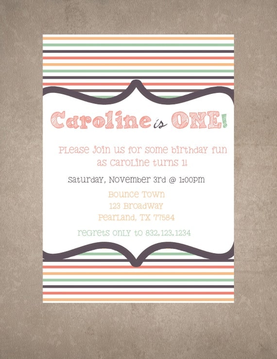 Modern 1st birthday/any age Invite-Print your own Il_570xn