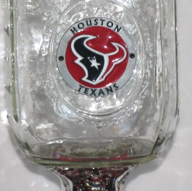 Redneck Wine Glass - HOUSTON TEXANS football w/ feather boa - Cowgirl Cocktails Ball mason jar glass
