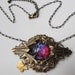 Dragons Lair- Vintage Dragon's Breath Mexican Opal in Antiqued Brass Filigree Necklace Set