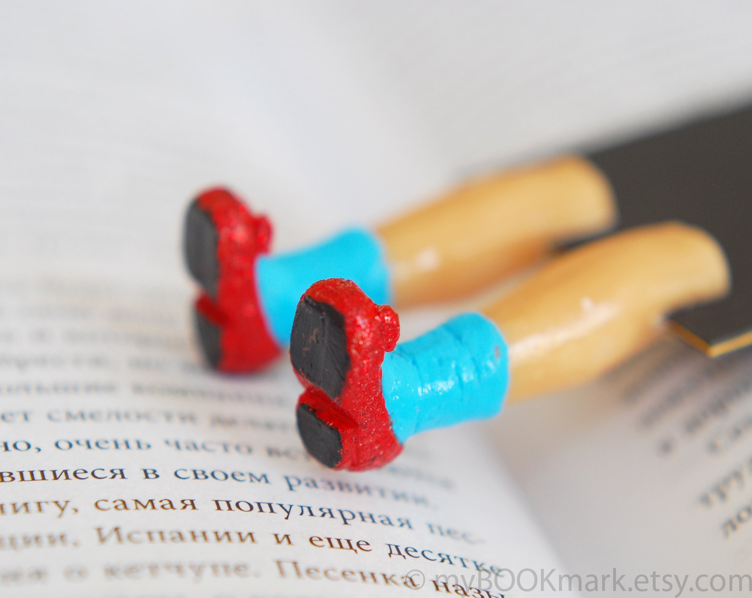 Dorothy in ruby red slippers. inspired by Wizard of OZ. Sky blue stokings. For children, kuds, all. theteam. Unusual art bookmark.