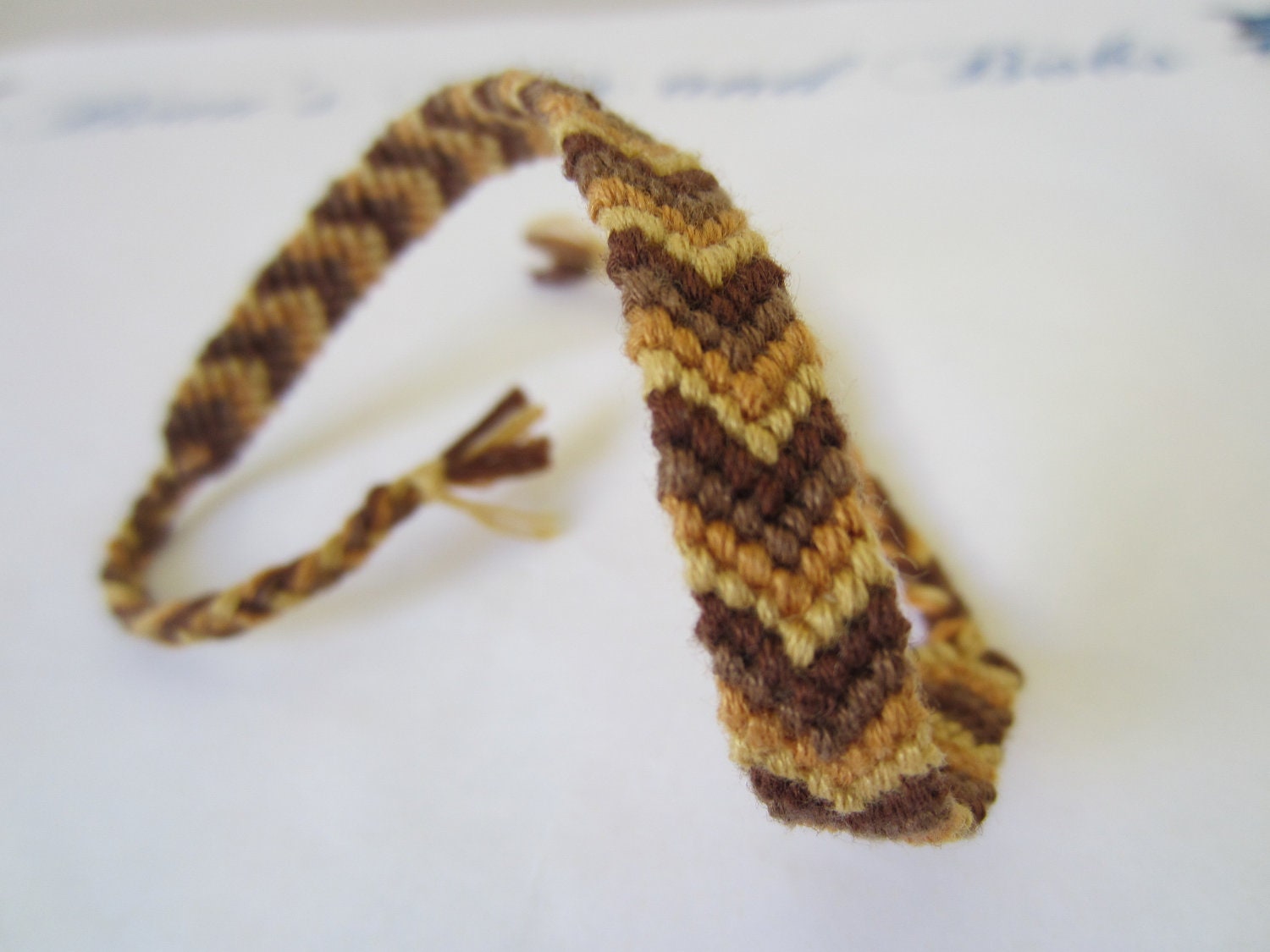 Braided Bracelet - Chevron Bracelet - Natural Brown