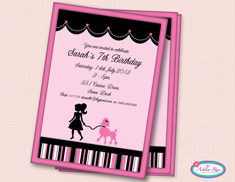 PINK POODLE Party - INVITATION (Printable) Il_570xn