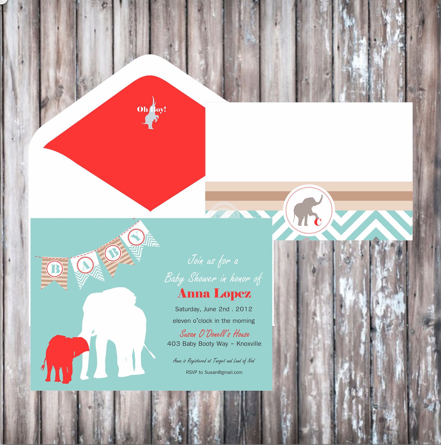 BABY ELEPHANT INVITATION - Elephant Love Baby Shower Invitation - Printable Baby Shower Invitation - Elephant Invitation Il_570xn