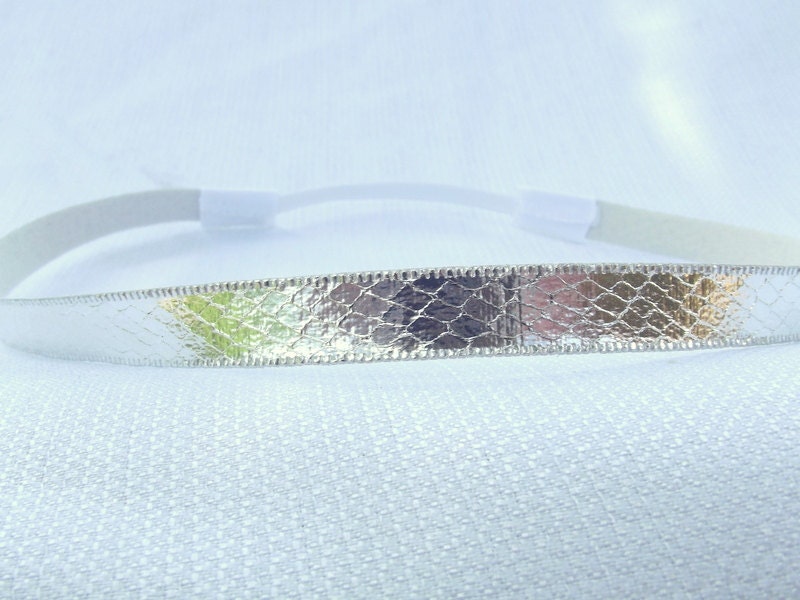 Silver Headband, Stretchy Headband, Metallic Headband