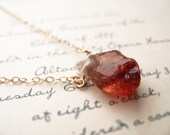 viking princess. necklace. (rich amber. citrine quartz rock. nugget gemstone. 14k gold. wire wrapped.)