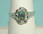 Blue Fire Opal Authentic Australian Gemstone Handmade Ring 925 Sterling Silver Band Women's Size 8 1/2