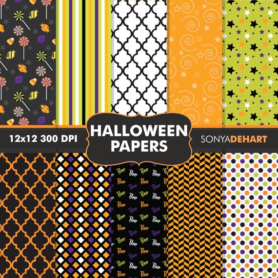 50% Off Digital Scrapbooking Printable Paper Pattern Pack Halloween Paper Pack Instant Download Il_570xn