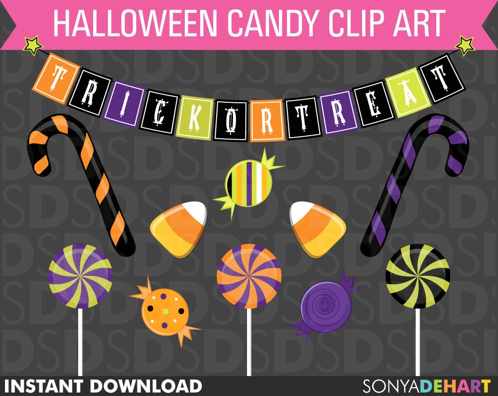 50% OFF Clip Art Halloween Candy Treats Clipart Personal and Commercial Use CA34 Instant Download Il_570xn