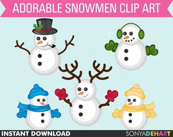 50% OFF Black Friday Sale Clip Art Christmas Snowmen Instant Download Il_570xn