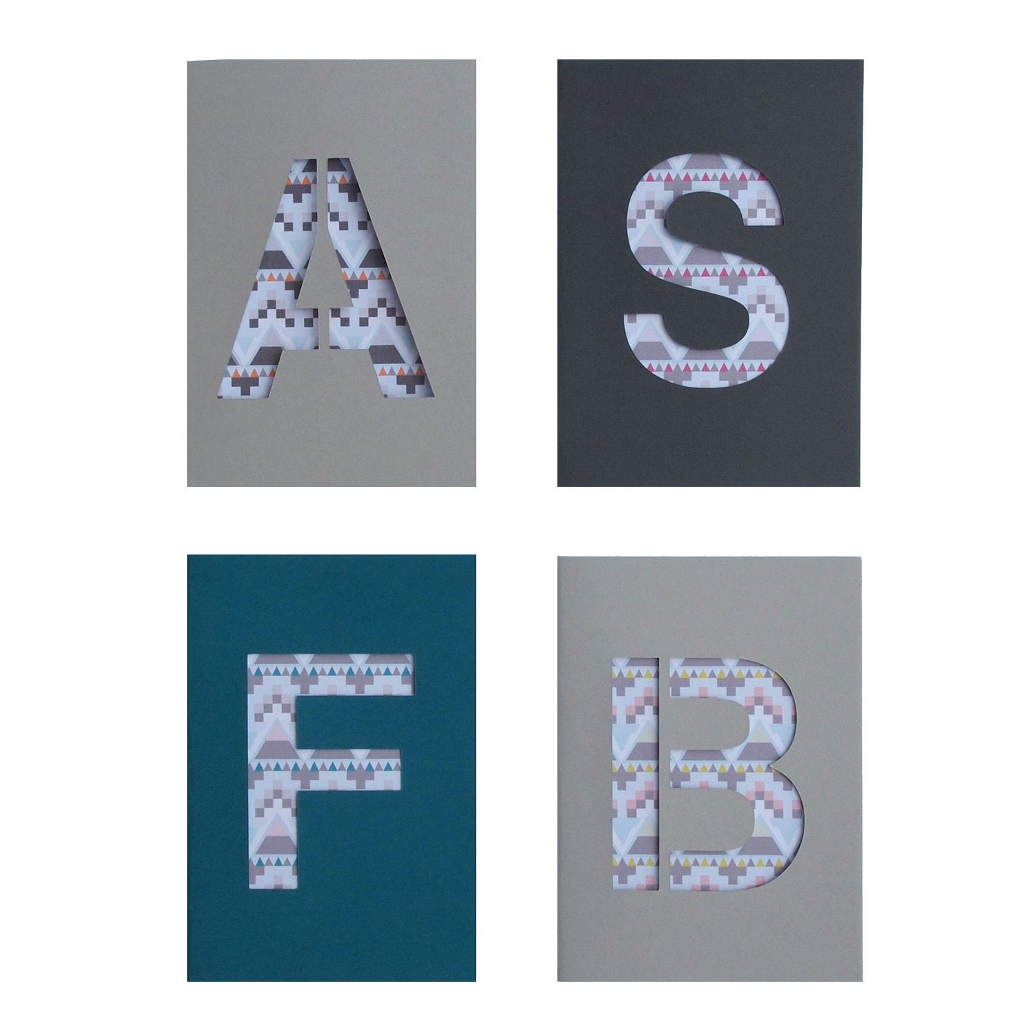 Papercut Geometirc Print Monogram Card