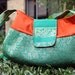 Purse, Handbag, green, orange, gold, Indian sari bag, Bollywood