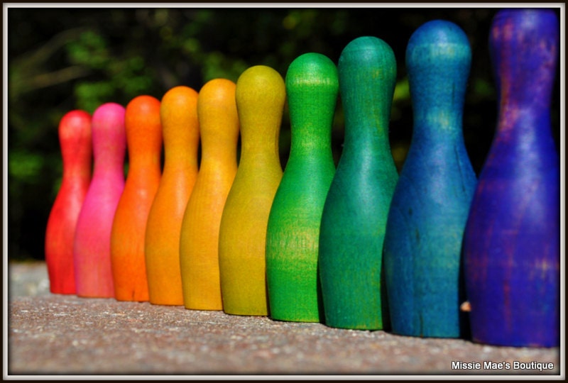 10 Pins n Balls - Montessori and Waldorf Inspired Educational Rainbow Bowling Set