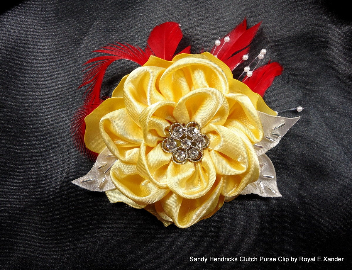 Custom Order for Carrie - Yellow and Red Clutch Purse Clip