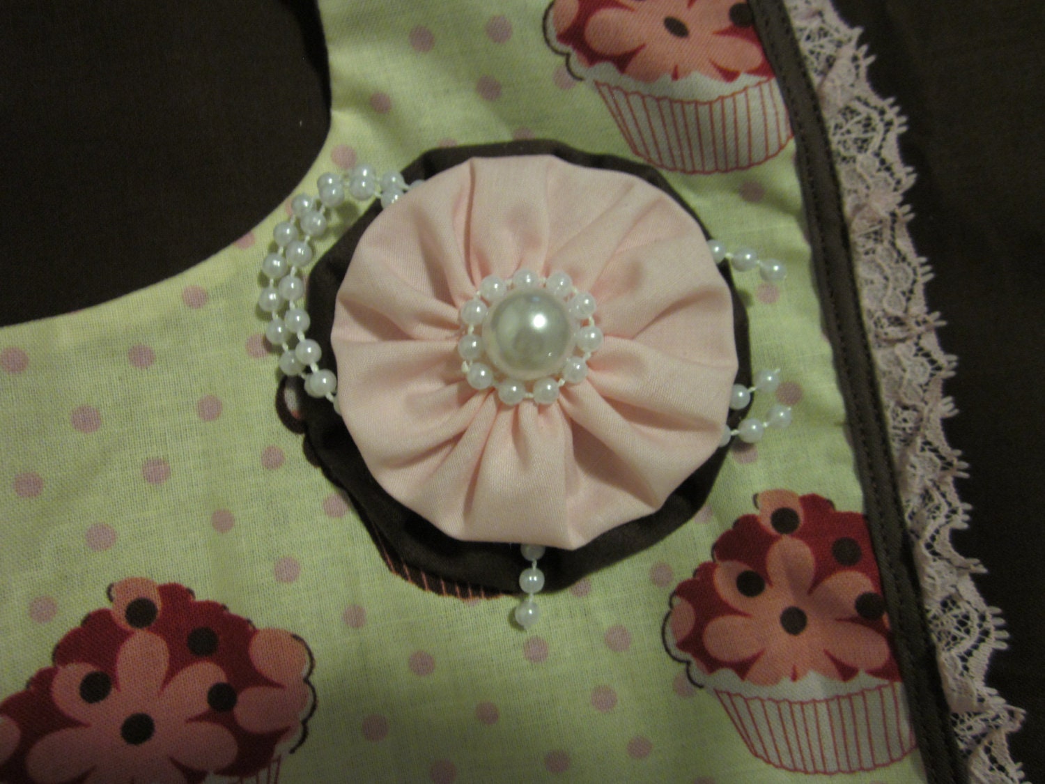Cupcake Print Baby Bib & Burp Cloth Set