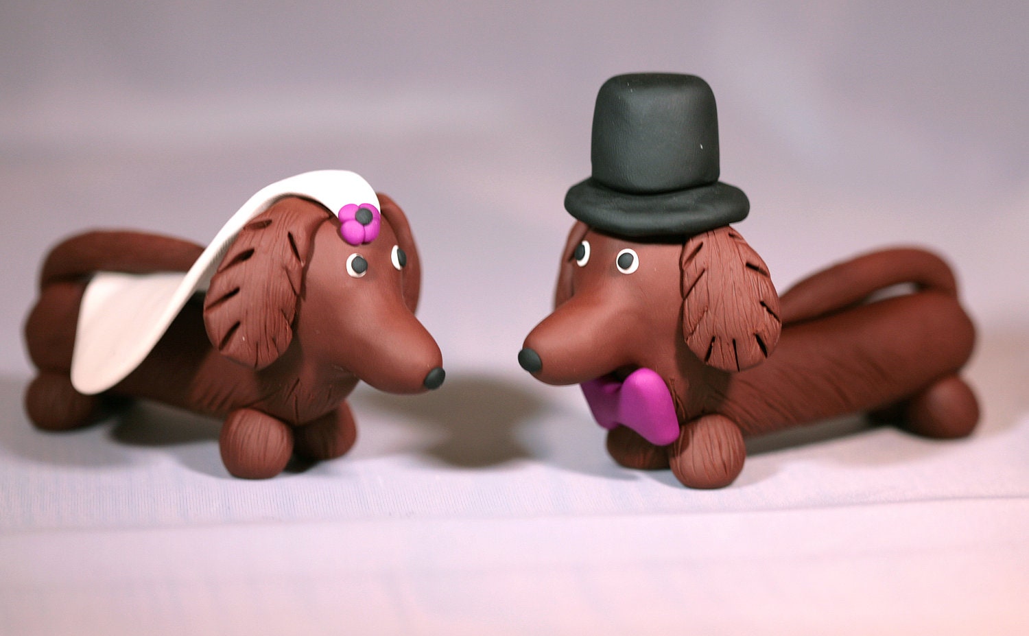 Long Haired Daschund Weiner Dog Wedding Cake Topper