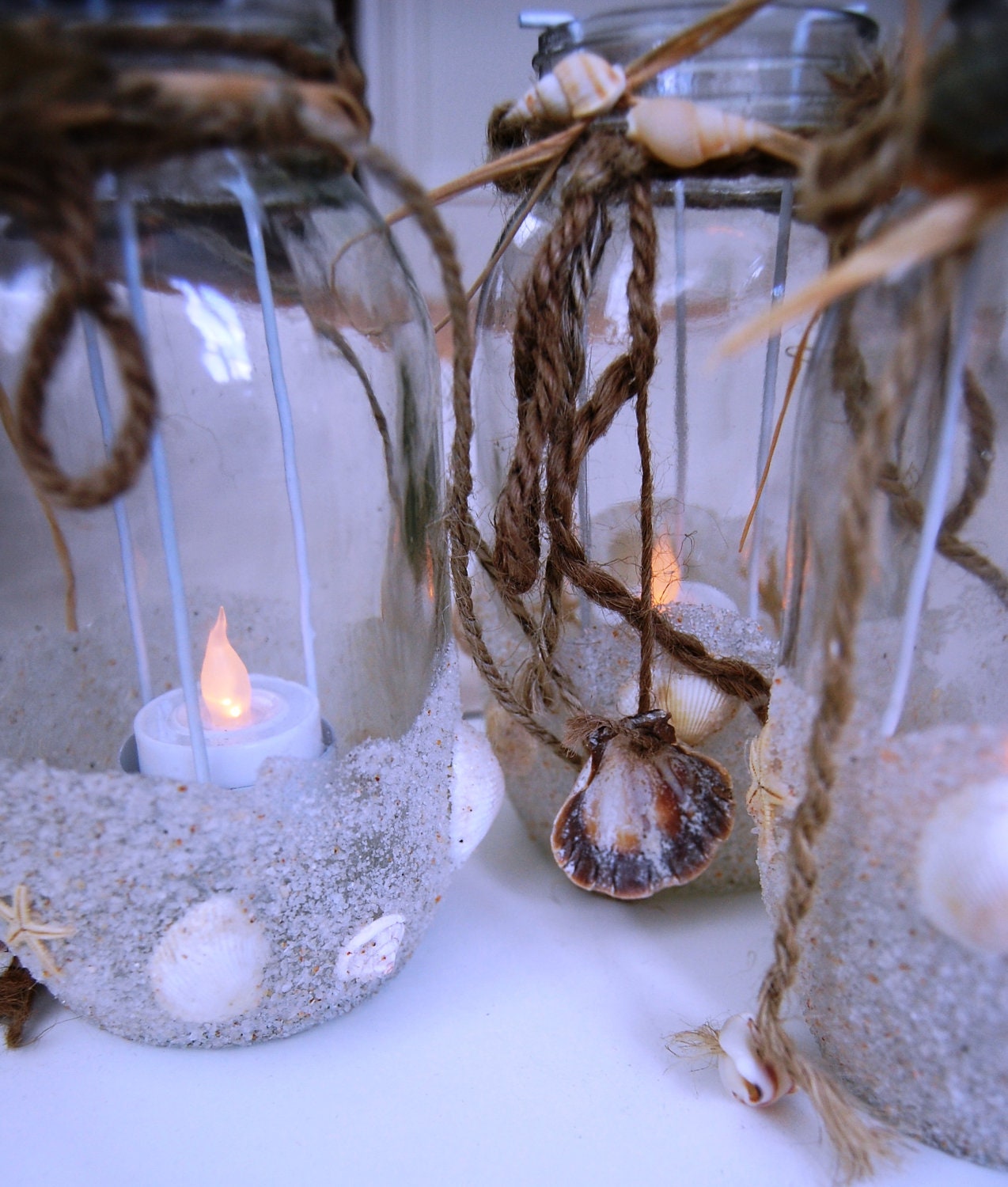 Mason Jar Lanterns Beach Theme, Perfect for Beach Wedding or Party