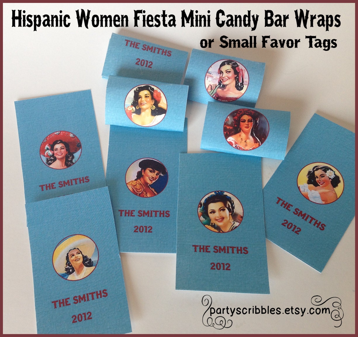 Hispanic Women Fiesta Favor Candy Bar Wraps, Label or Tags Il_170x135