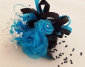 Wrist Corsage Wedding- Prom- Homecoming Turquoise and Black Wrist-let