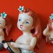 RESERVED for Paula SALE Mid Century Exotic Lefton Mermaid Set of Three Wall Plaque Figurines